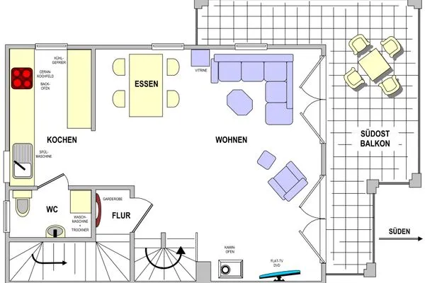 unterer Wohnbereich Landhaus Heine Landhaus Whg. 02
