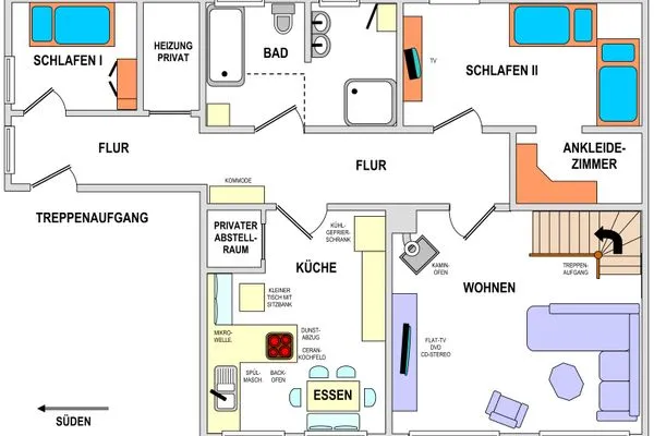 unterer Wohn- und Schlafbereich Haus Möller Haus Möller Whg. 04 Seewiefken