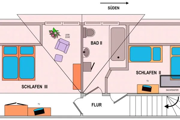 Wohnen- und Schlafen oben Villa Rossini Villa Rossini Whg. 07
