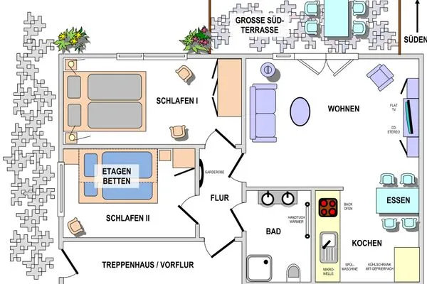 Grundriss  Haus Seute Deern Whg. 01 Strandläufer