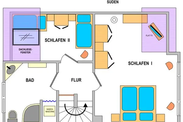 Wohn- und Schlafbereich (1. Obergeschoß)  Silbermöwe Haus 02