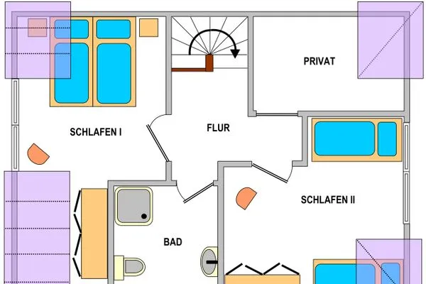 unterer Wohn- und Schlafbereich Landhaus Heine Sonnendeck Whg. 01
