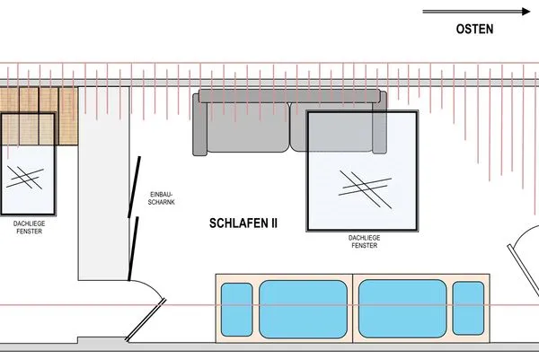 oberer Wohn- und Schlafbereich Bootsweg 8 Vorderdeck Whg. 05