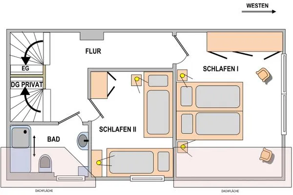 Schlaf- und Wohnbereich (Obergeschoß)  Haus Kress