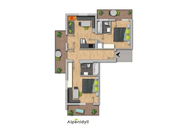 Grundriss, 2D Plan  Bergidyll 6 by Alpenidyll Apartments