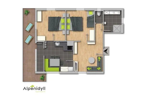 Grundriss 2D Plan  Fischbacher App. 2 by Alpenidyll Apartments