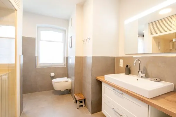 Badezimmer  Heringsmöwe im Haus Dünenlust