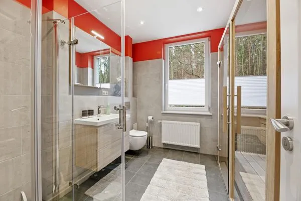 Badezimmer  Wald & Meer Apartments, FeWo III: Waldduft