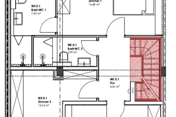 Grundriss 1. OG  FeWo Ostsee Bernstein in PRORA - 5.01