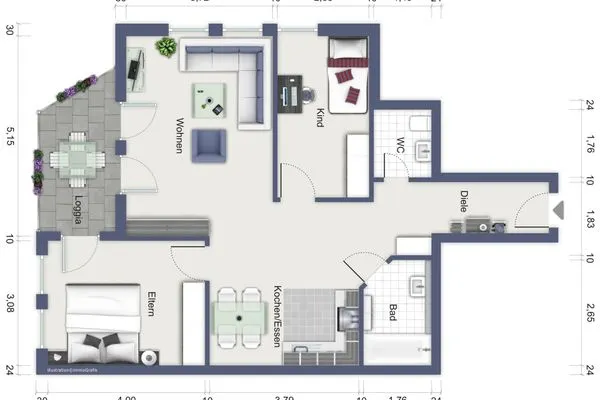 Grundriss  Gorki Park, Wohnung 15