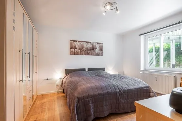 Schlafzimmer  Ferienwohnung Schleiwiese mit Meerblick in Stexwig