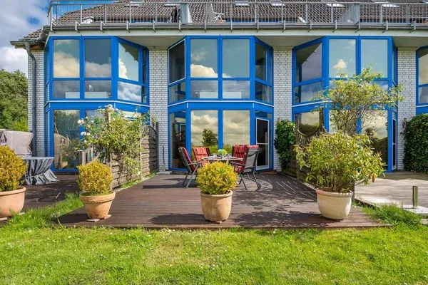 Terrasse  Ferienwohnung Schleiwiese mit Meerblick in Stexwig