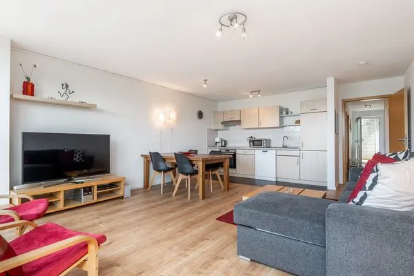 Wohnzimmer  Ferienwohnung Schleiwiese mit Meerblick in Stexwig