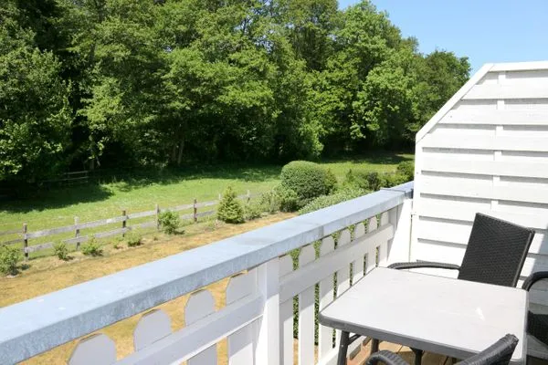 Westbalkon mit Blick auf den Darßer Wald und große Wiesen Zum Leuchtturm Wohnung 9