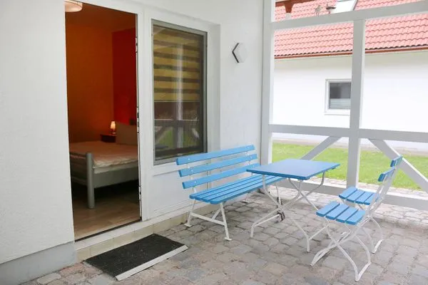 kleine Terrasse und Blick ins Schlafzimmer  Hinter den Dünen - W86