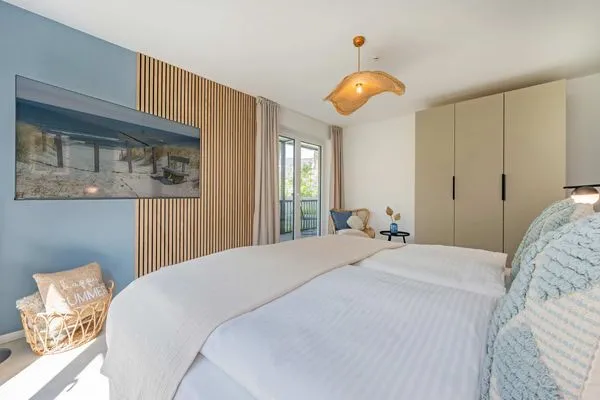 Schlafzimmer  Ferienwohnung Blaubarschbude