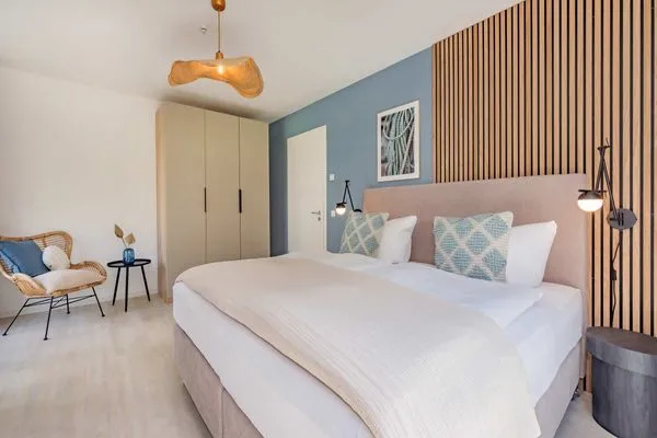 Schlafzimmer  Ferienwohnung Blaubarschbude