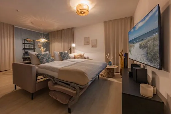 Schlafzimmer  Ferienwohnung Blaubarschbude