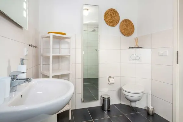 Badezimmer  Ferienwohnung Krebssee Idyll 1