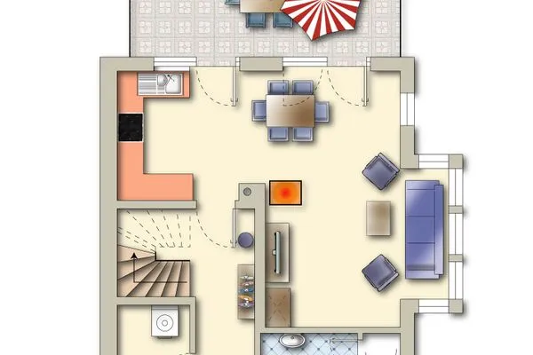 Grundriss  Backbord