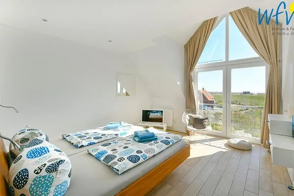 Schlafzimmer Haus Kiek in't Watt Ferienwohnung Quartier 7° Ost