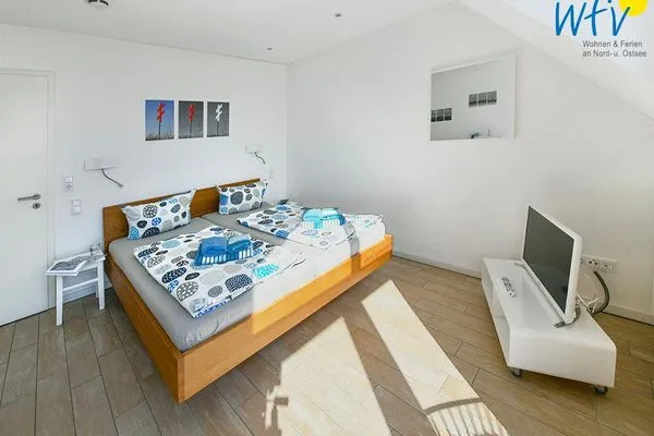 Schlafzimmer Haus Kiek in't Watt Ferienwohnung Quartier 7° Ost