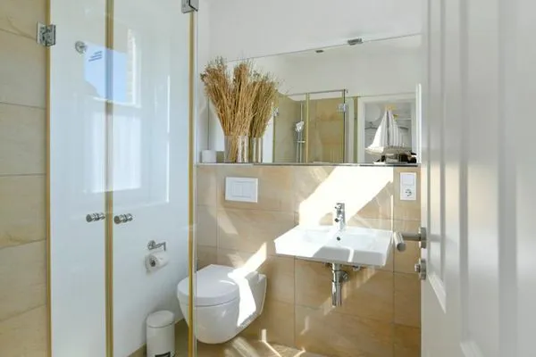 Badezimmer Landhaus Ostdüne Ferienwohnung Dünenmeer