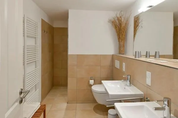 Badezimmer Landhaus Ostdüne Ferienwohnung Dünenmulde