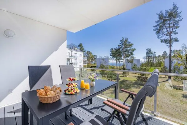 Balkon  Ferienwohnung Sonnenblick am Haff