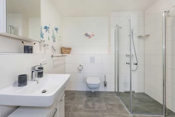 Badezimmer  Ferienwohnung Sonnenblick am Haff