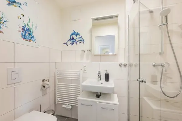 Badezimmer  Ferienwohnung Sonnenblick am Haff