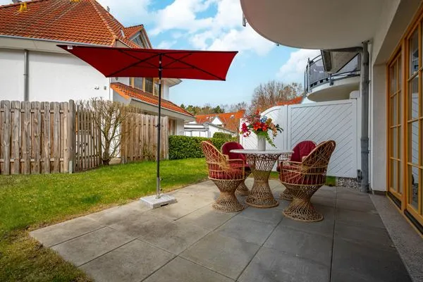 Terrasse Ferienpark Freesenbruch Wohnung 1.2 - Am Schwalbenweg