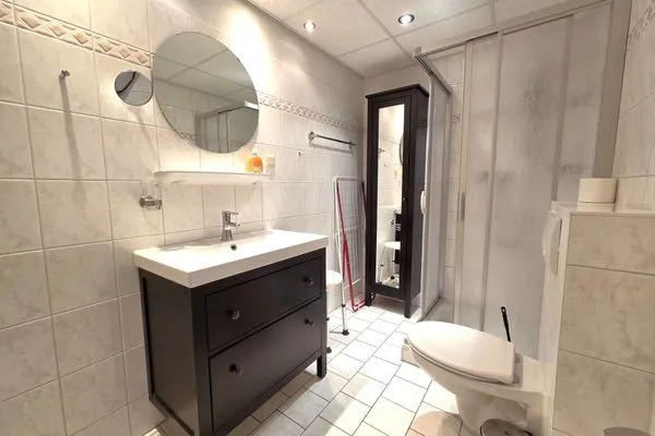 Badezimmer  Villa Seeblick App. 408 mit herrlichem Meerblick in Sassnitz auf Rügen
