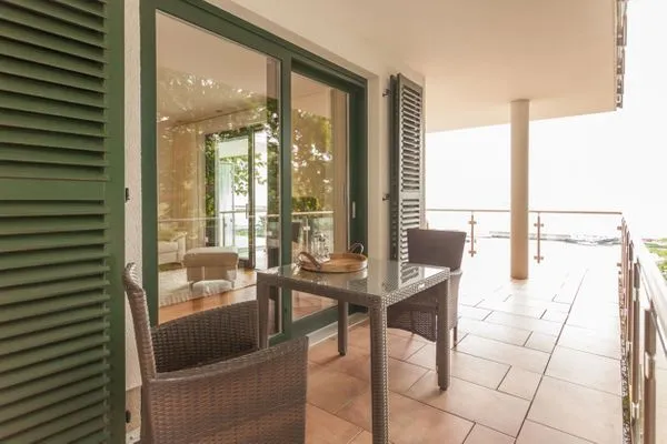 Balkon  Villa Friede-Marie, App. Freya - mit herrlichem Meerblick