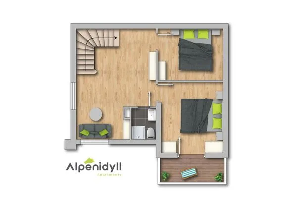 Grundriss 2D Plan Obergeschoss  Stoderglück by Alpenidyll Apartments