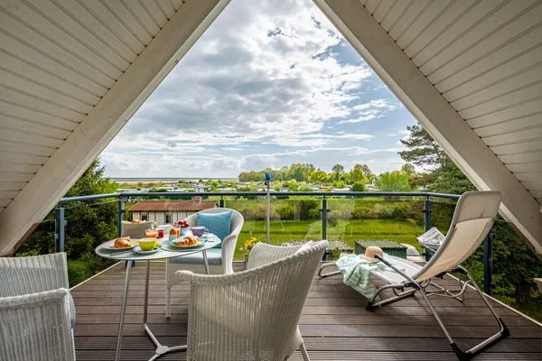 Balkon mit Blick auf den Bodden Mühlenstrasse 23 - Wohnung Oberdeck
