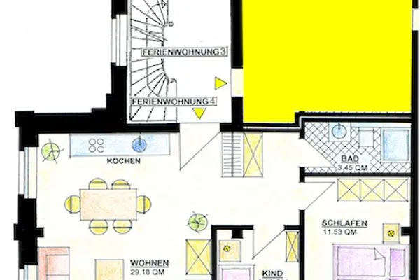 Grundriss  Fewo 3 im Alten Zollhaus Stralsund