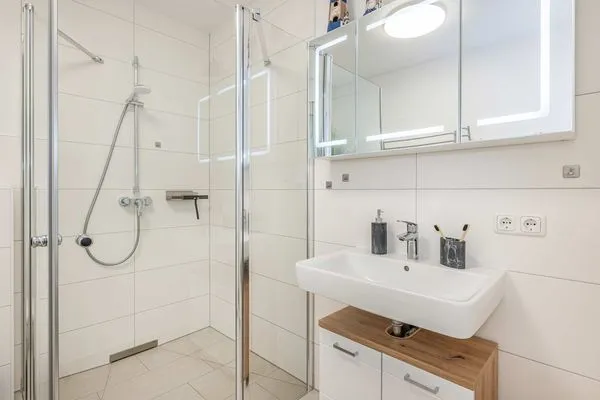 Badezimmer  Ferienwohnung Ostseetraum