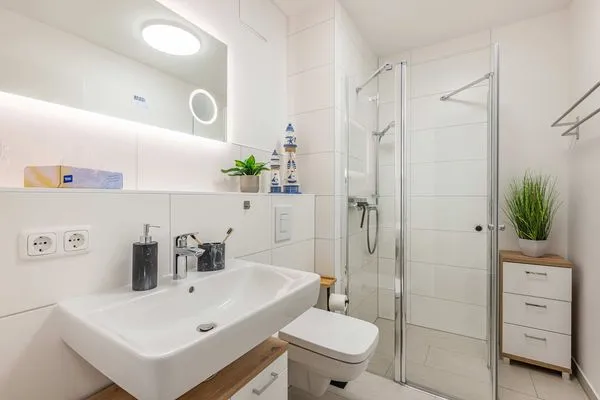 Badezimmer  Ferienwohnung Ostseetraum