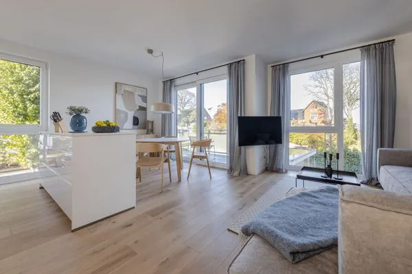 Wohnzimmer  Strandglück - mit Balkon, direkt am Strand