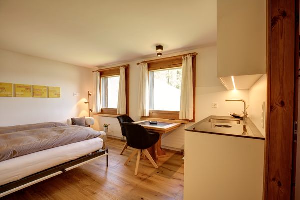 Chesa Munteratsch 1-Zimmerwohnung 511 Typ A Premium Silvaplana - Wohnzimmer