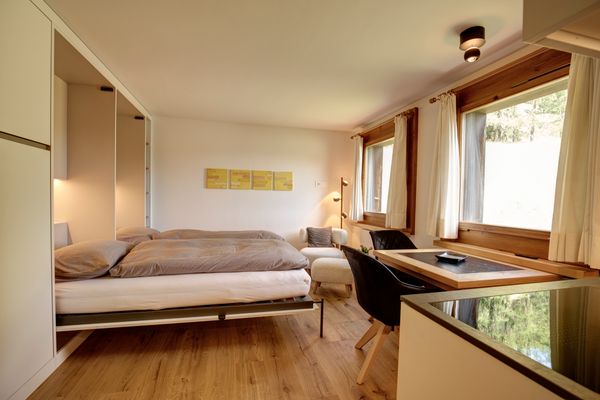 Chesa Munteratsch 1-Zimmerwohnung 511 Typ A Premium Silvaplana - Wohnzimmer