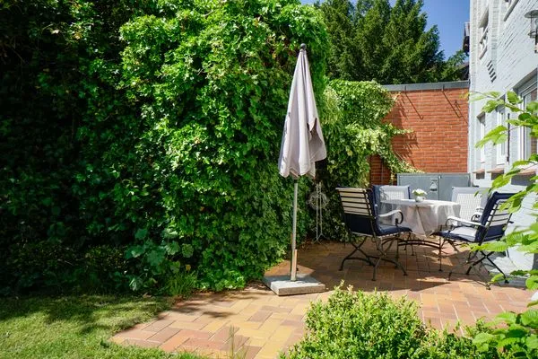 Terrasse  Ferienwohnung für 4 Personen am Borbyer Ufer mit zwei Sonnenterrassen