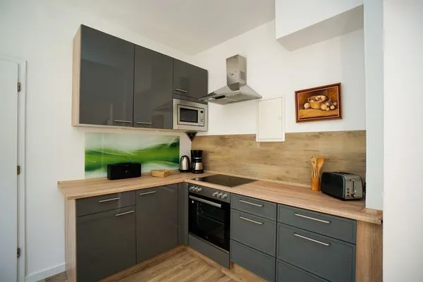 Küche / Küchenzeile  Ferienwohnung für 4 Personen am Borbyer Ufer mit zwei Sonnenterrassen