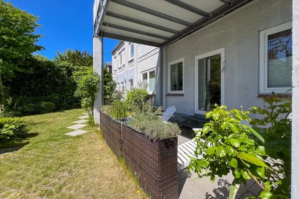Fassade / Eingang  Ferienwohnung für 4 Personen am Borbyer Ufer mit zwei Sonnenterrassen