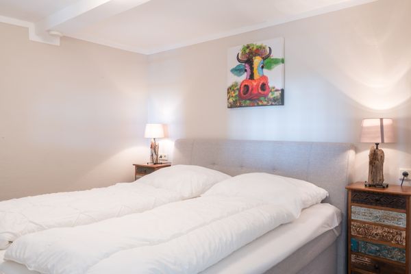  Haubarg Ossenhoff Appartement Kälvstall Tating - Schlafbereich