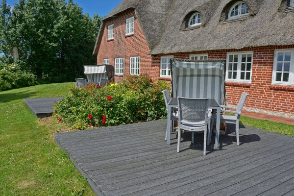  Haubarg Ossenhoff Appartement Kälvstall Tating - Terrasse