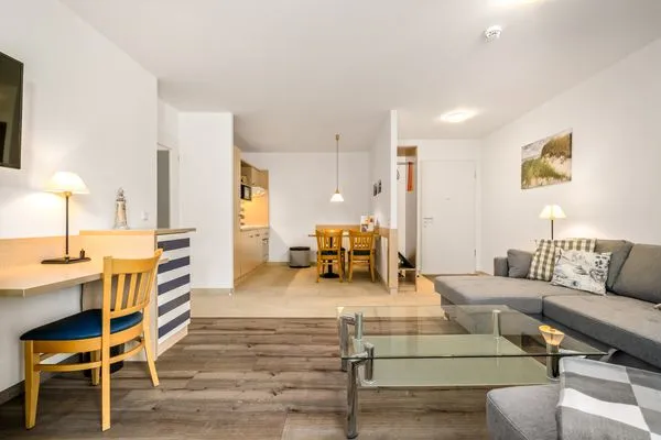 Ferienwohnung Leuchtturm offener Wohnbereich mit Küchenzeile  Leuchtturm