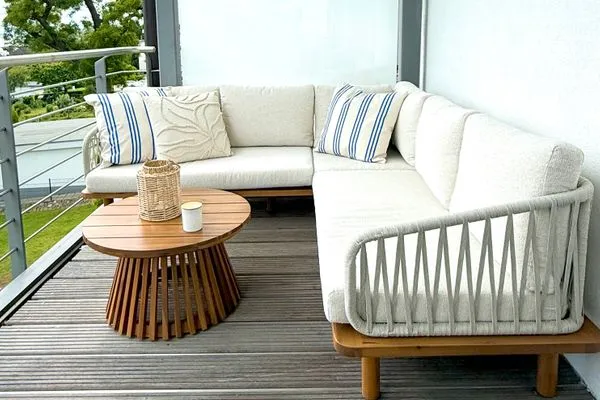 Terrasse  FeWo Fontane - Kamin, Sauna, Meerblick, Badeteich