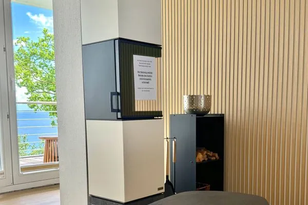 Wohnzimmer  FeWo Fontane - Kamin, Sauna, Meerblick, Badeteich